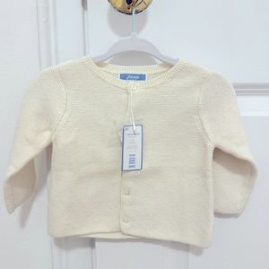 Jacadi White Baby Cardigan | Size 6 Months | NEW with TAGS